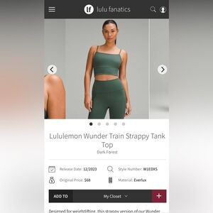 Lululemon Wunder train strappy tank